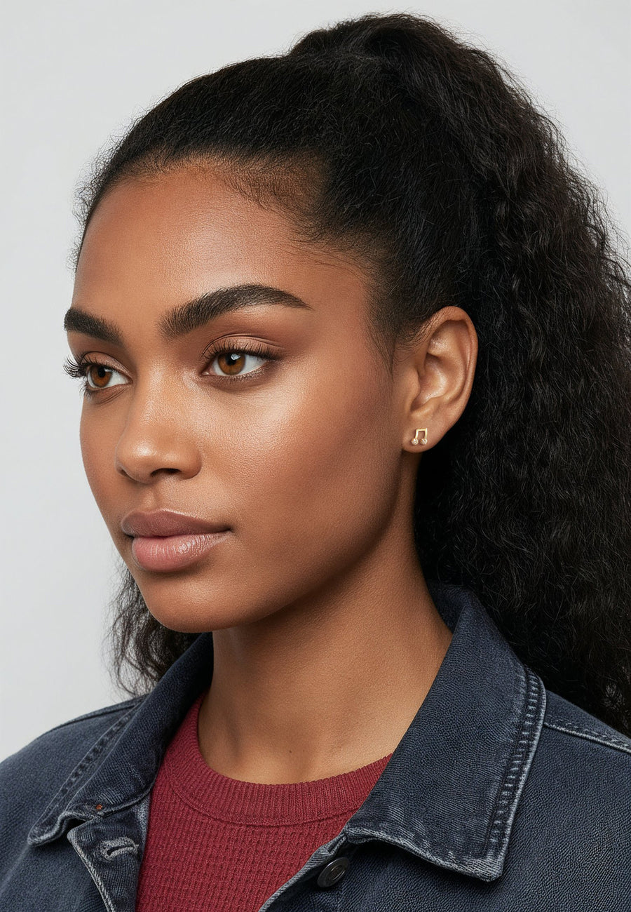 Modelansicht von Achtel Musik Note Ohrstecker in 925 Silber von Sofia Milani - E2416