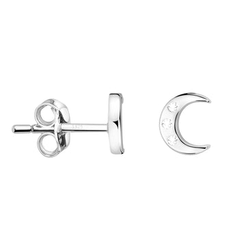 Haupt- und Seitenansicht von Mond Ohrstecker in 925 Silber von Sofia Milani - E2425
