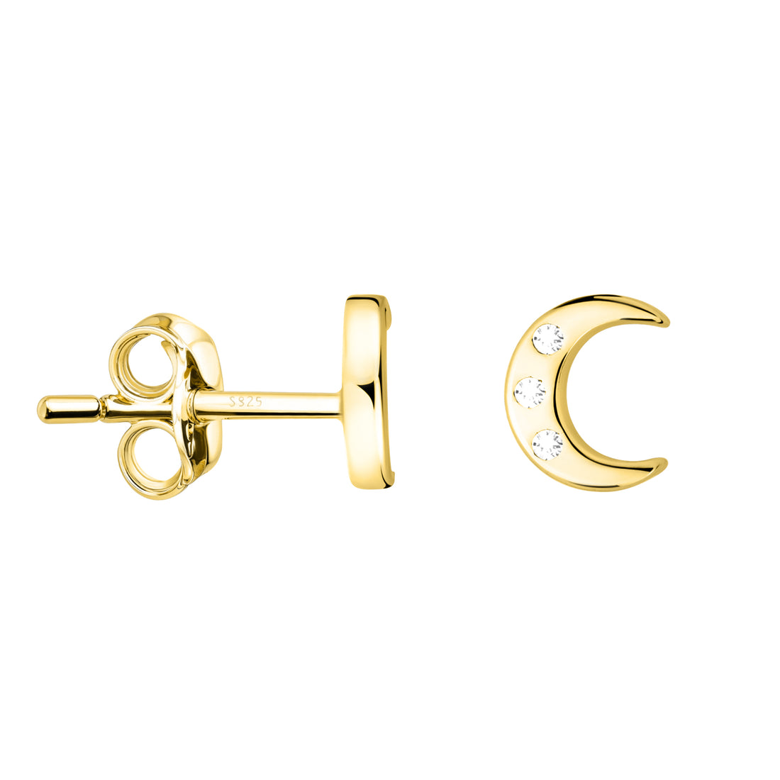 Haupt- und Seitenansicht von Mond Ohrstecker in 925 Silber von Sofia Milani - E2426