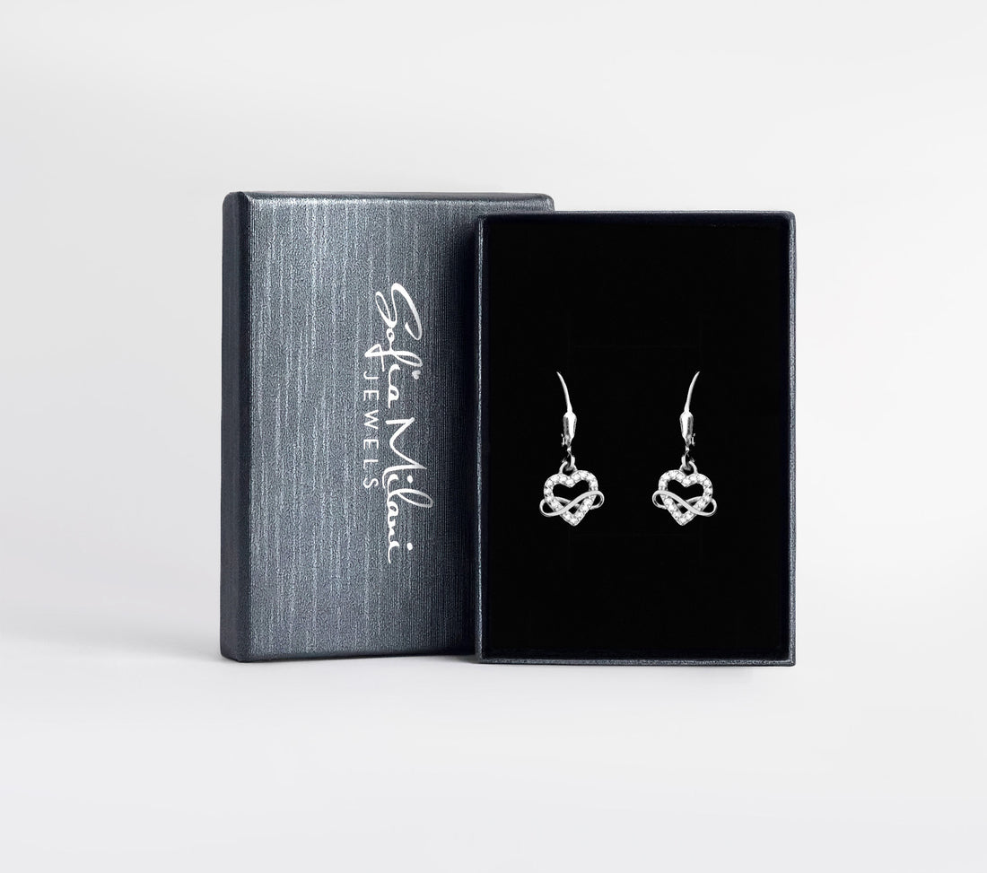 Boxansicht von Herz Unendlich Infinity Ohrhänger in 925 Silber von Sofia Milani - E2427