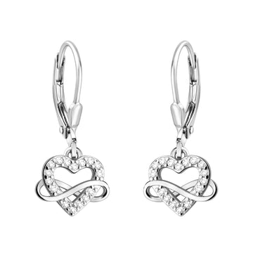 Haupt- und Seitenansicht von Herz Unendlich Infinity Ohrhänger in 925 Silber von Sofia Milani - E2427