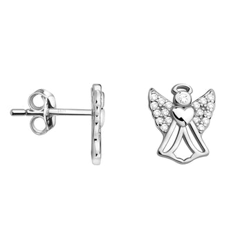 Haupt- und Seitenansicht von Engel Ohrstecker in 925 Silber von Sofia Milani - E2437