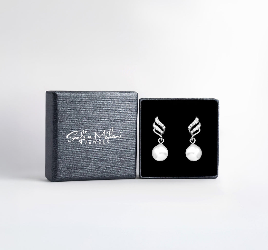 Boxansicht von Perlen Ohrstecker in 925 Silber von Sofia Milani - E2441