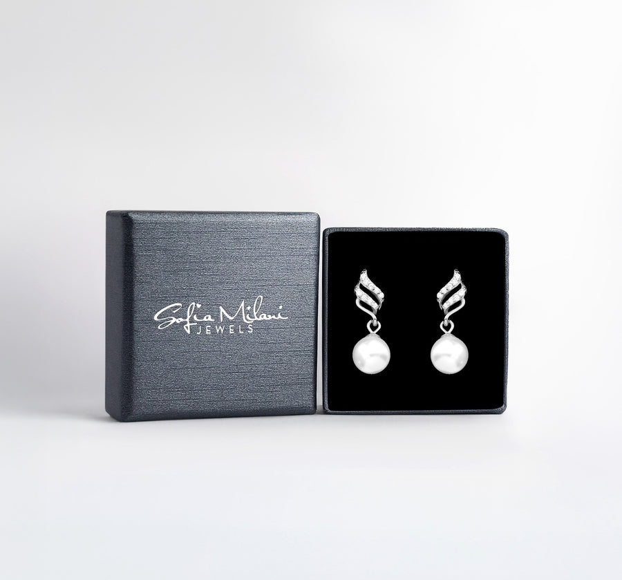 Boxansicht von Perlen Ohrstecker in 925 Silber von Sofia Milani - E2441