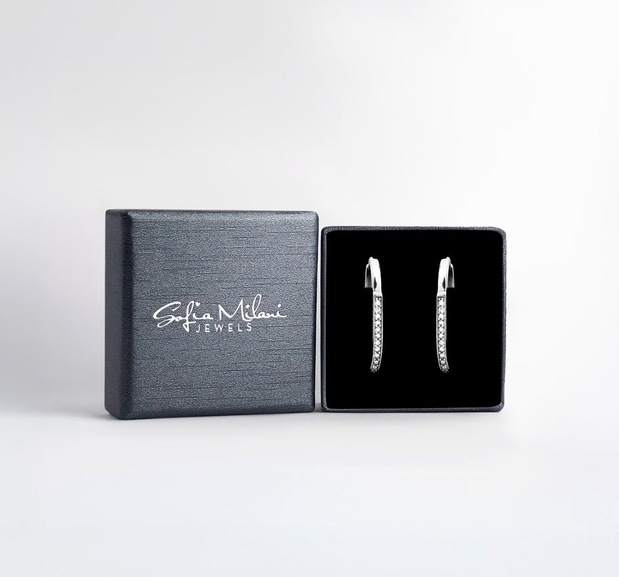 Boxansicht von Zirkonia Creolen in 925 Silber von Sofia Milani - E2449