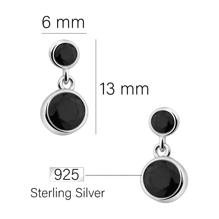 Maßenansicht von Schwarzer Zirkonia Ohrhänger in 925 Silber von Sofia Milani - E2451