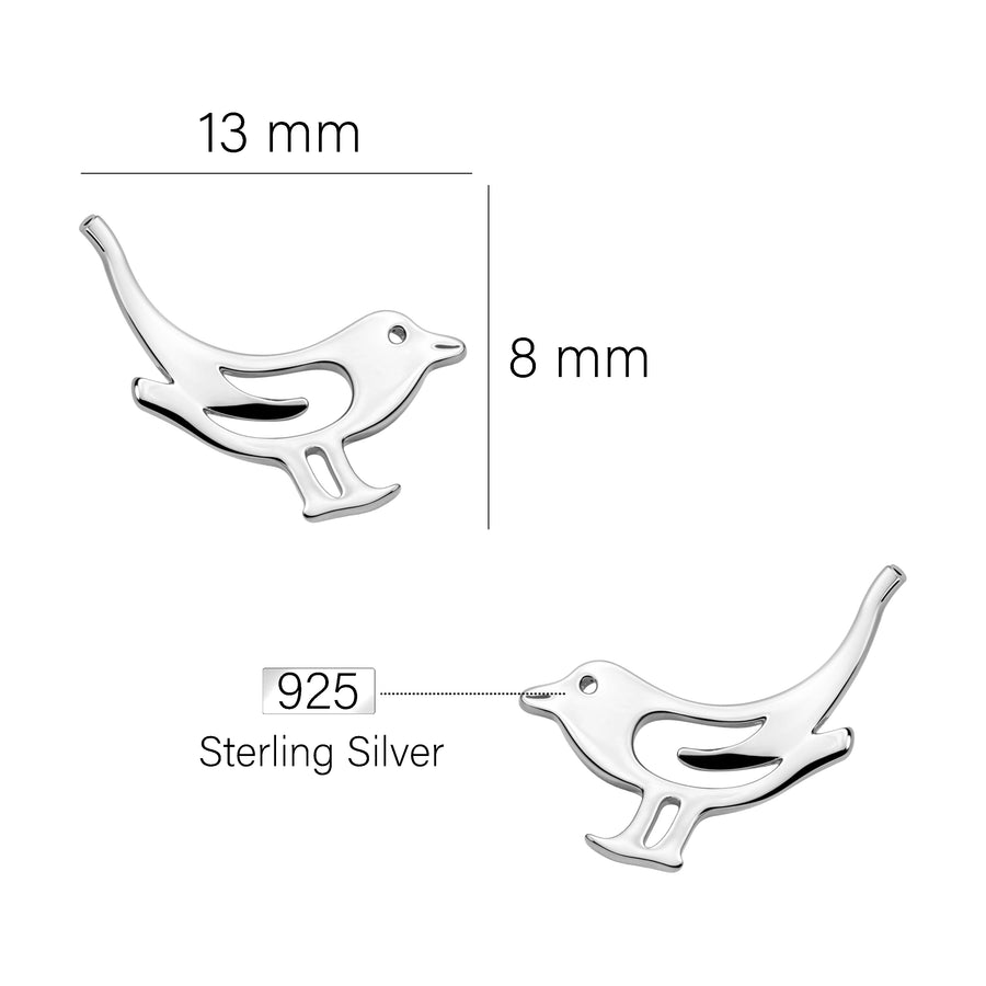 Maßenansicht von Vogel Ohrstecker in 925 Silber von Sofia Milani - E2455