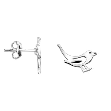 Haupt- und Seitenansicht von Vogel Ohrstecker in 925 Silber von Sofia Milani - E2455