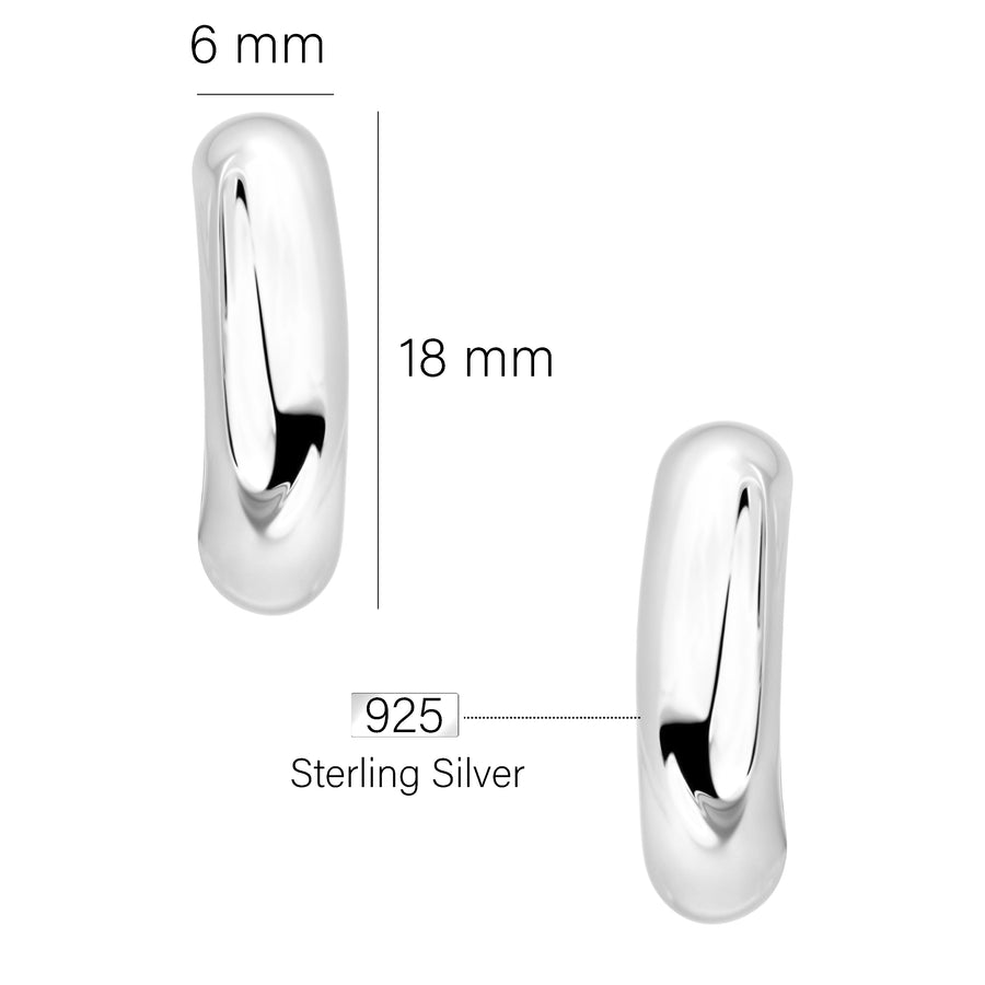 Maßenansicht von Geometrie Steck Creolen in 925 Silber von Sofia Milani - E2457