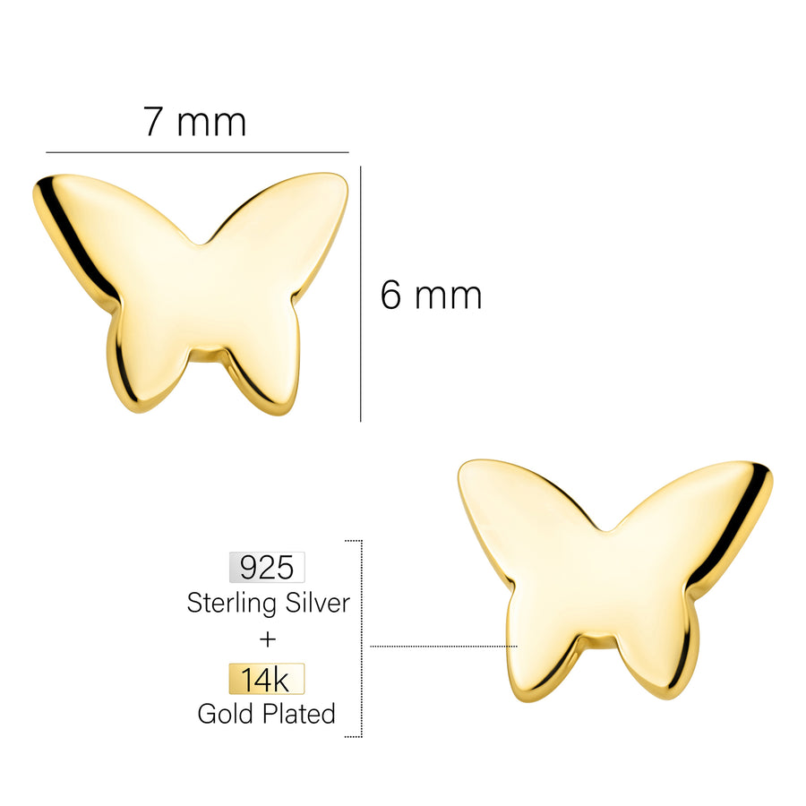 Maßenansicht von Schmetterling Ohrstecker in 925 Silber von Sofia Milani - E2468