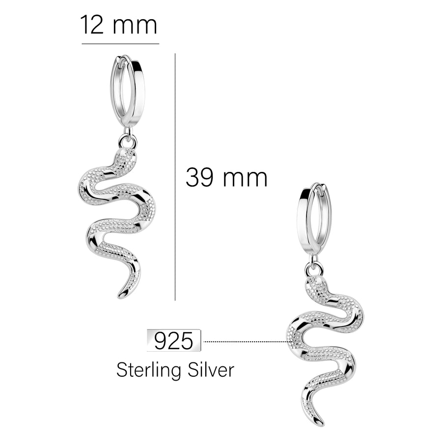 Maßenansicht von Schlangen Creolen in 925 Silber von Sofia Milani - E2473