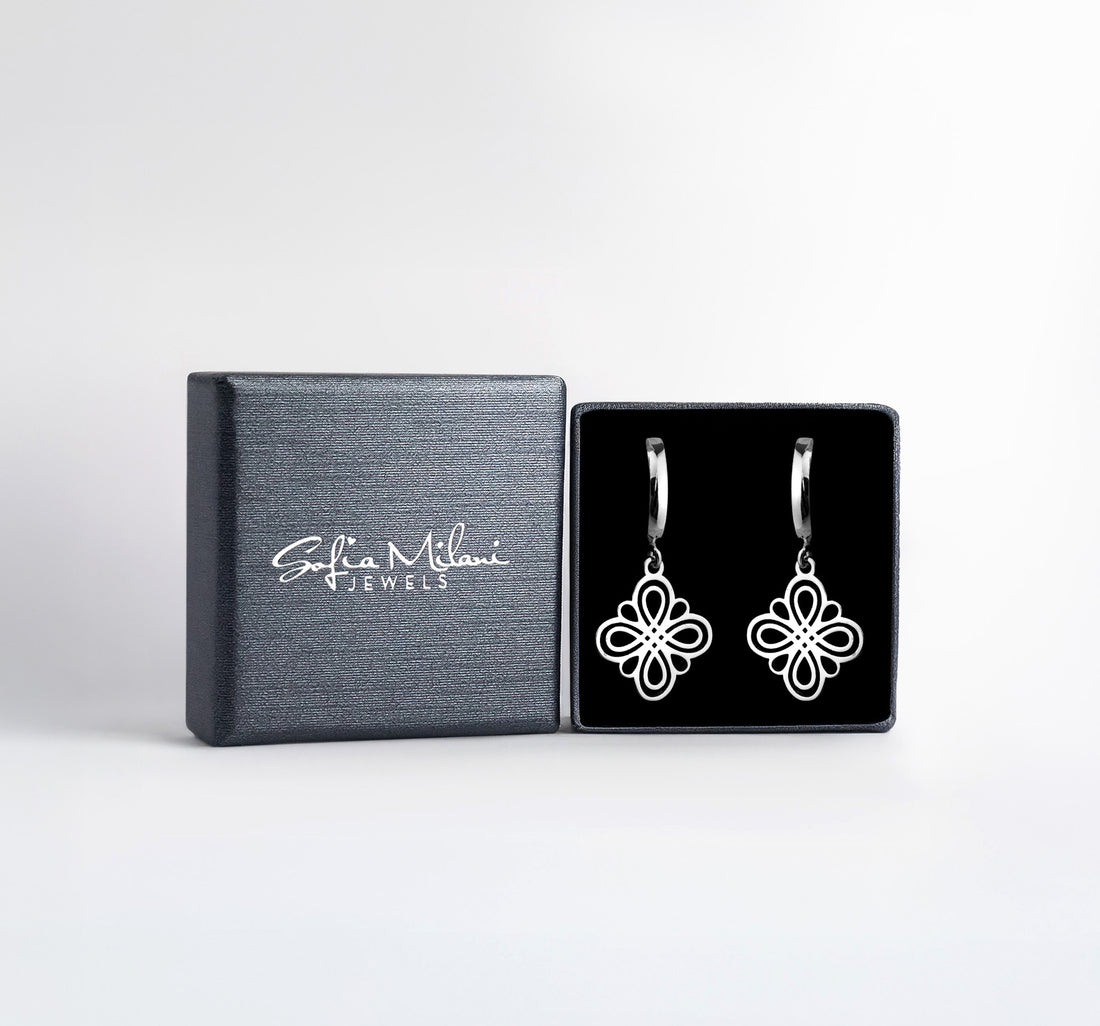 Boxansicht von Blumen Creolen in 925 Silber von Sofia Milani - E2475
