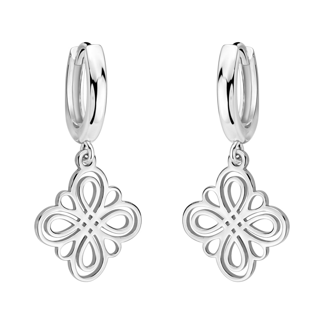 Haupt- und Seitenansicht von Blumen Creolen in 925 Silber von Sofia Milani - E2475