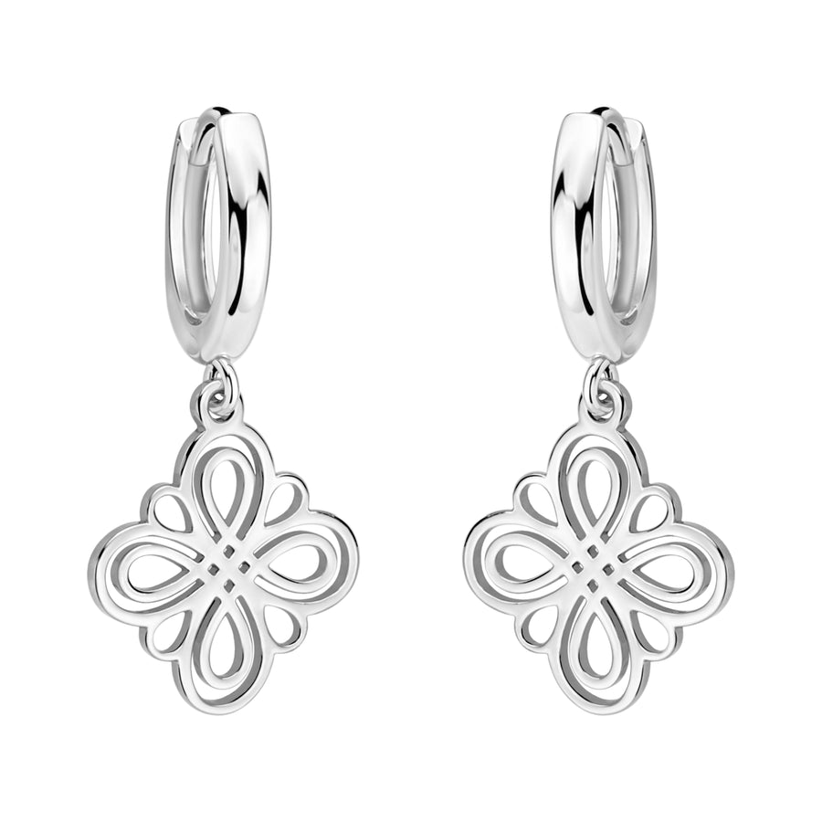 Haupt- und Seitenansicht von Blumen Creolen in 925 Silber von Sofia Milani - E2475