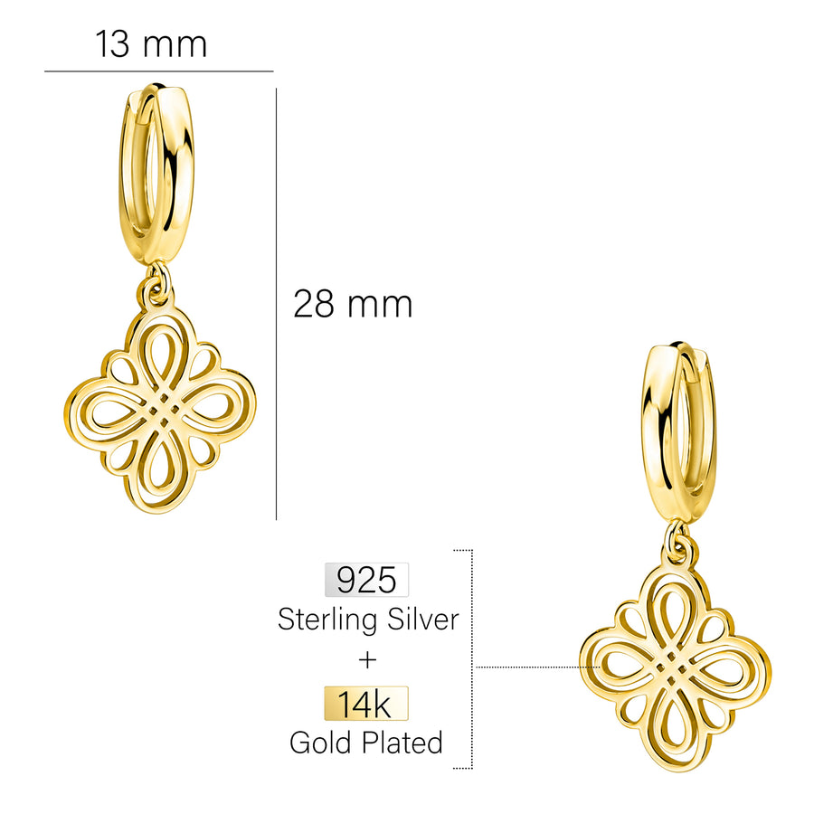 Maßenansicht von Blumen Creolen in 925 Silber von Sofia Milani - E2476