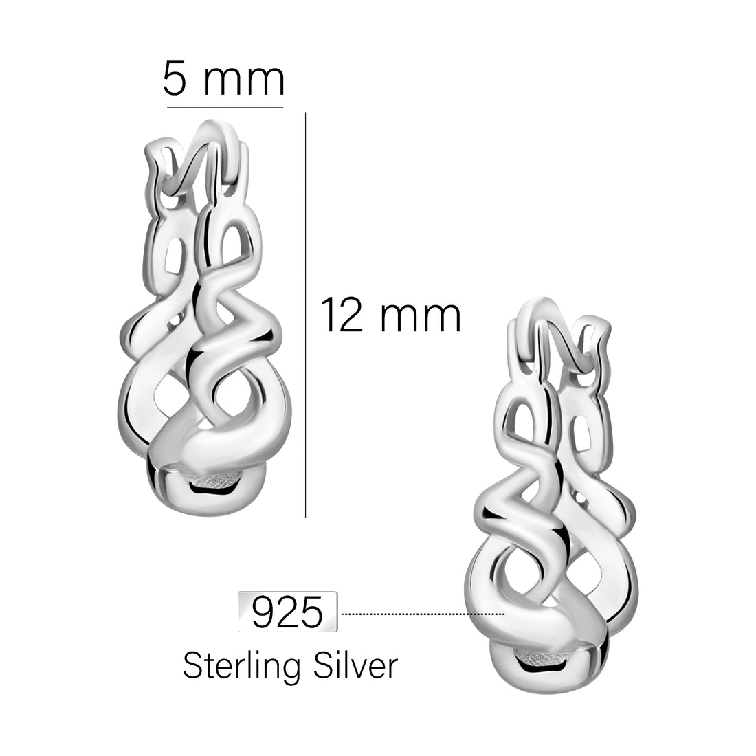 Maßenansicht von Geometrie Ohrhänger in 925 Silber von Sofia Milani - E2479