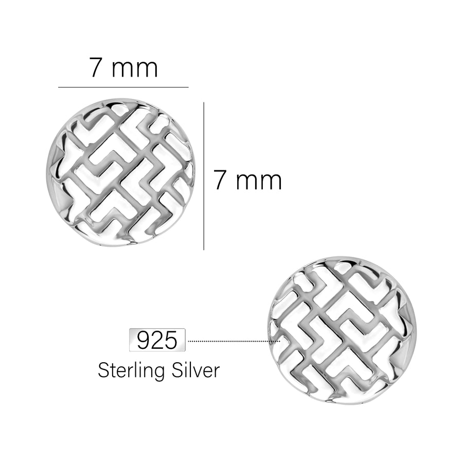 Maßenansicht von Ornament Kreis Ohrstecker in 925 Silber von Sofia Milani - E2485