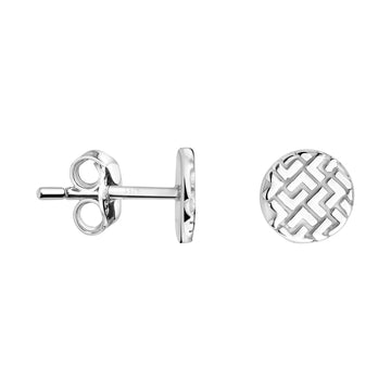 Haupt- und Seitenansicht von Ornament Kreis Ohrstecker in 925 Silber von Sofia Milani - E2485