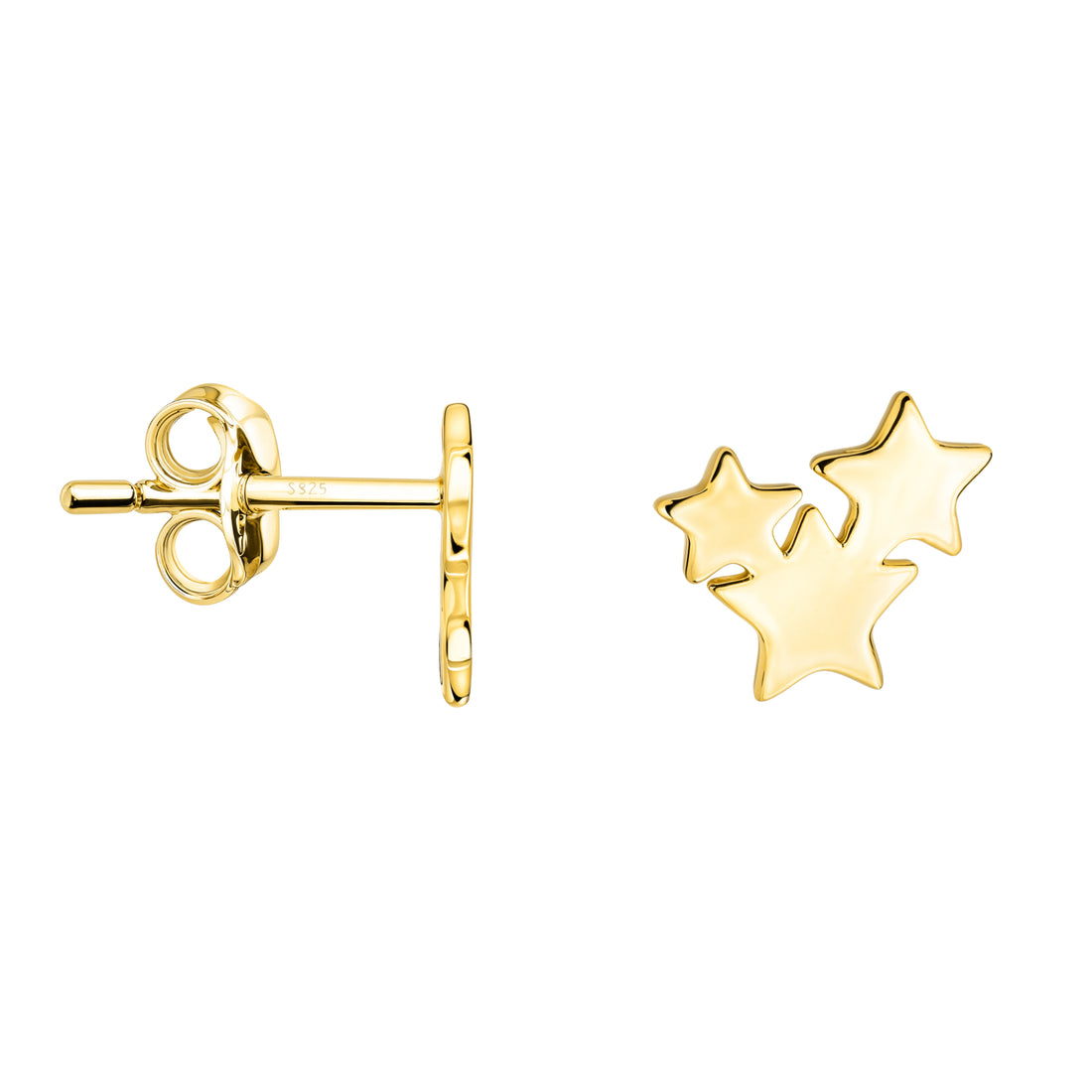 Haupt- und Seitenansicht von Sternen Ohrstecker in 925 Silber von Sofia Milani - E2488