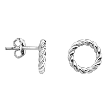 Haupt- und Seitenansicht von Verdreht Kreis Ohrstecker in 925 Silber von Sofia Milani - E2495