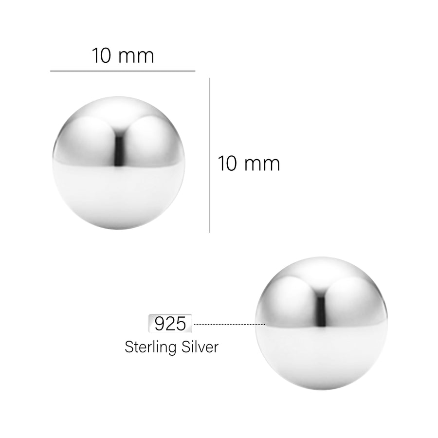 Maßenansicht von Kugel Ohrstecker in 925 Silber von Sofia Milani - E2497