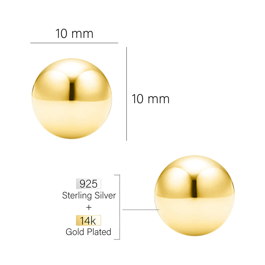 Maßenansicht von Kugel Ohrstecker in 925 Silber von Sofia Milani - E2498