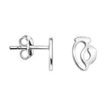 Haupt- und Seitenansicht von Fuß Herz Ohrstecker in 925 Silber von Sofia Milani - E2501