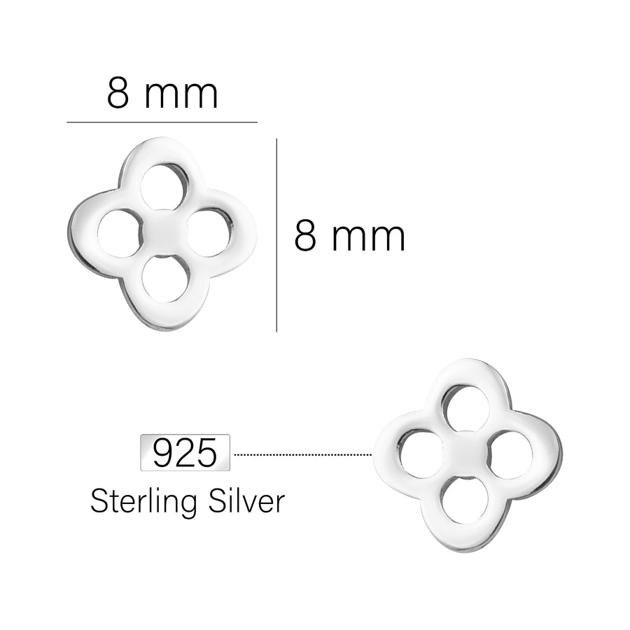 Maßenansicht von Blumen Ohrstecker in 925 Silber von Sofia Milani - E2503