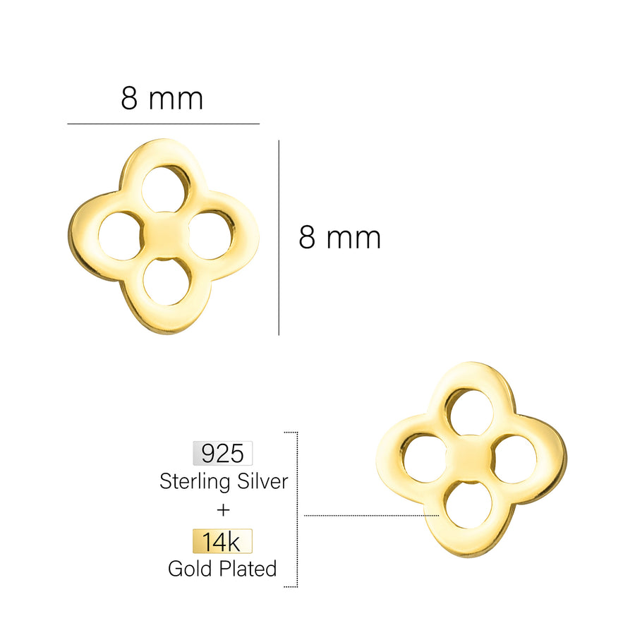 Maßenansicht von Blumen Ohrstecker in 925 Silber von Sofia Milani - E2504