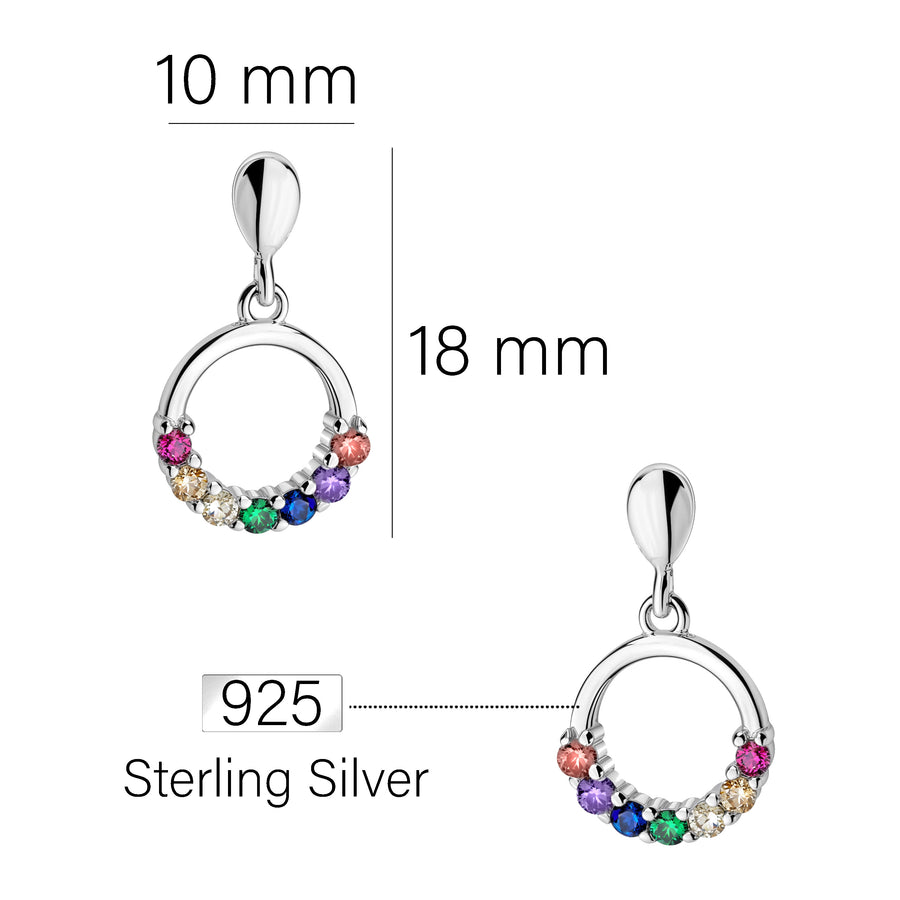 Maßenansicht von Zirkonia Ohrhänger in 925 Silber von Sofia Milani - E2511