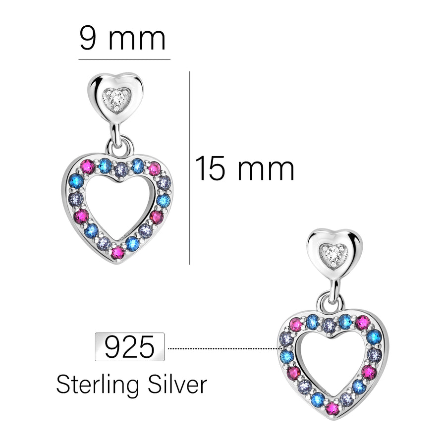Maßenansicht von Herz Ohrhänger in 925 Silber von Sofia Milani - E2512