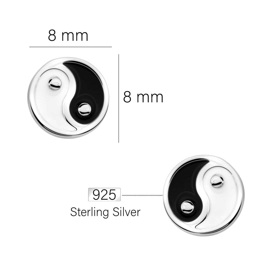 Yin und Yang Ohrstecker in 925 Silber