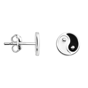 Haupt- und Seitenansicht von Yin und Yang Ohrstecker in 925 Silber von Sofia Milani - E2519