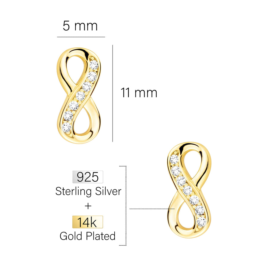 Maßenansicht von Unendlich Infinity Ohrstecker in 925 Silber von Sofia Milani - E2527