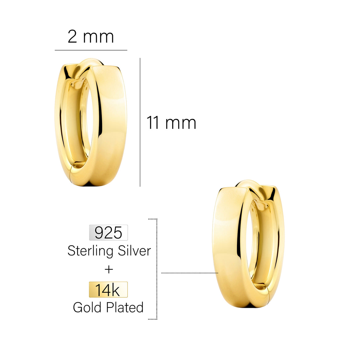 Maßenansicht von Creolen Creolen in 925 Silber von Sofia Milani - E2554