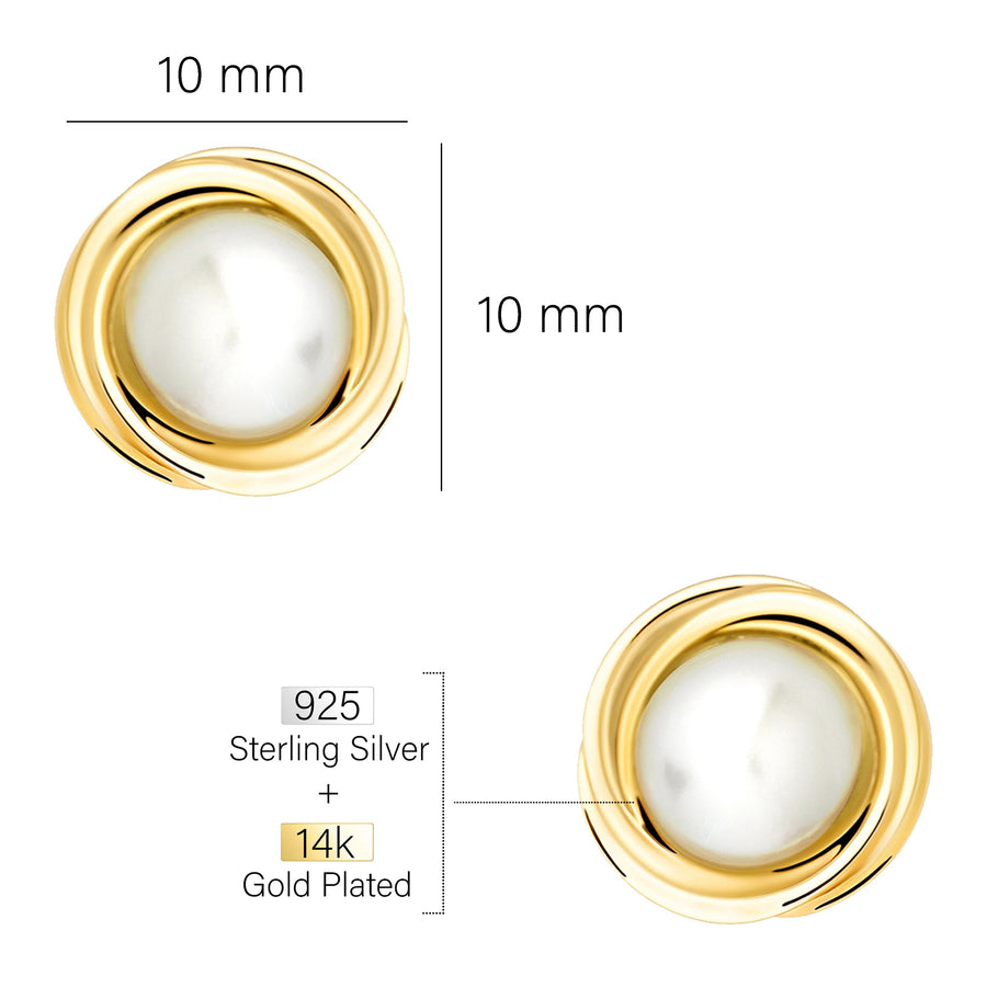 Maßenansicht von Perlen Ohrstecker in 925 Silber von Sofia Milani - E2569
