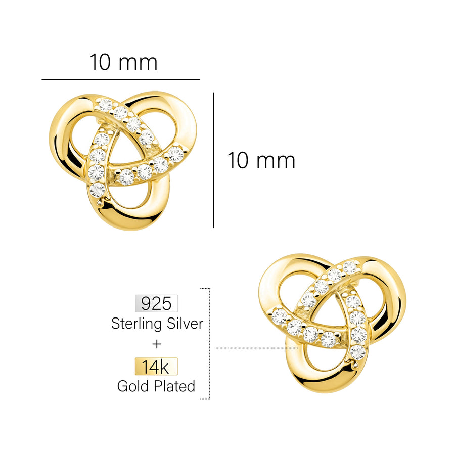 Maßenansicht von Knoten Ohrstecker in 925 Silber von Sofia Milani - E2580