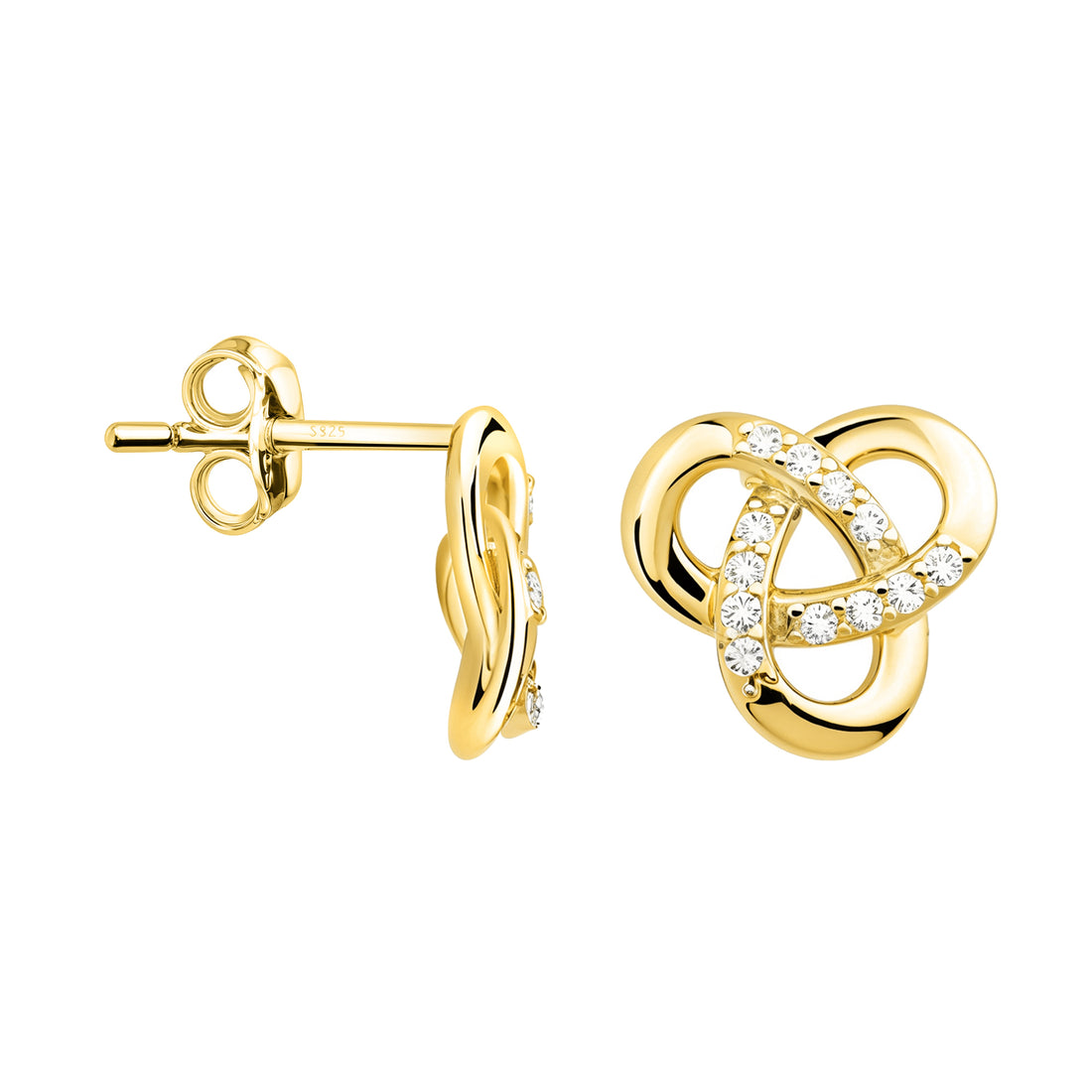 Haupt- und Seitenansicht von Knoten Ohrstecker in 925 Silber von Sofia Milani - E2580