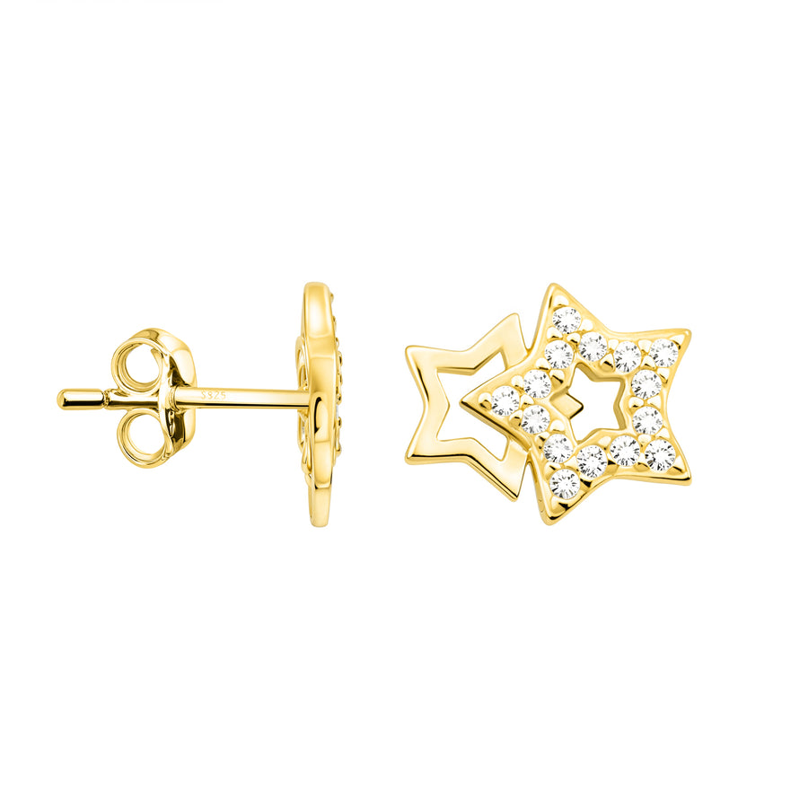 Haupt- und Seitenansicht von Stern Ohrstecker in 925 Silber von Sofia Milani - E2586