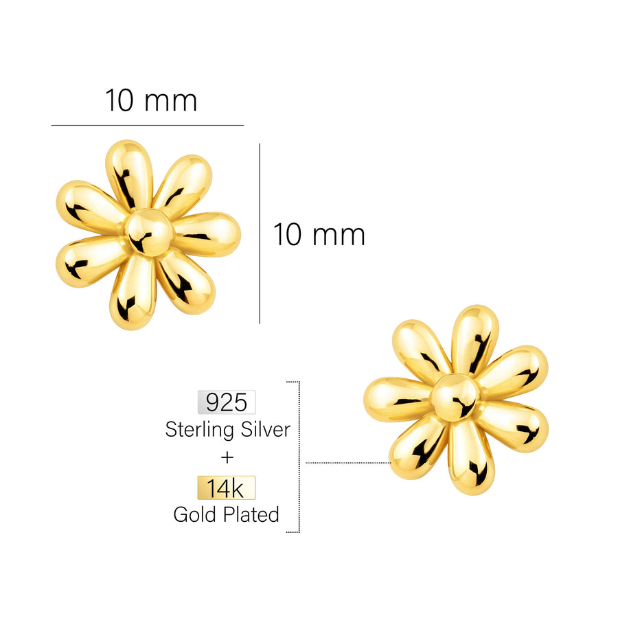 Maßenansicht von Blumen Ohrstecker in 925 Silber von Sofia Milani - E2587