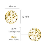 Maßenansicht von Baum Ohrstecker in 925 Silber von Sofia Milani - E2588