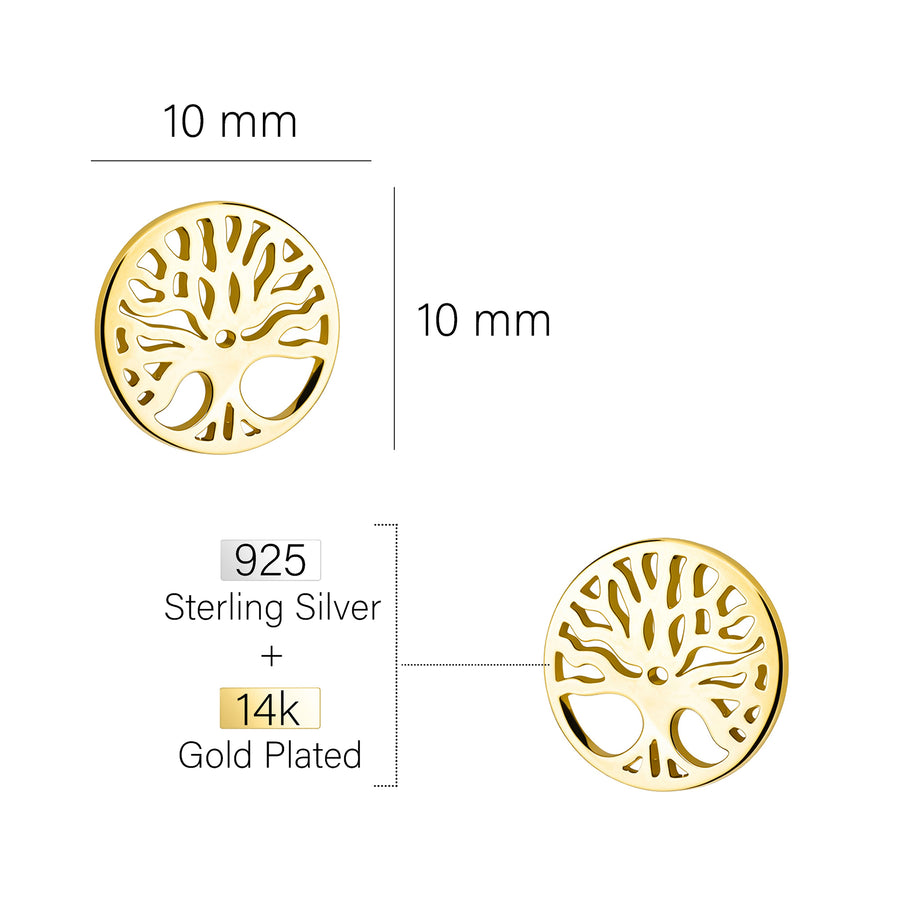 Maßenansicht von Baum Ohrstecker in 925 Silber von Sofia Milani - E2588