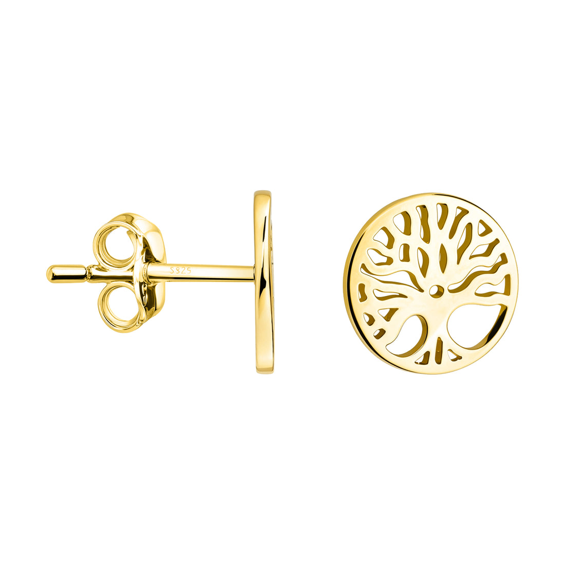 Haupt- und Seitenansicht von Baum Ohrstecker in 925 Silber von Sofia Milani - E2588