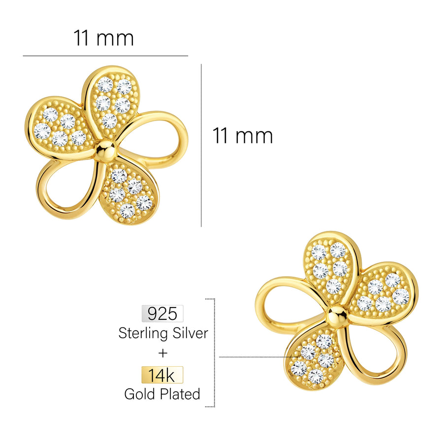 Maßenansicht von Blumen Ohrstecker in 925 Silber von Sofia Milani - E2592