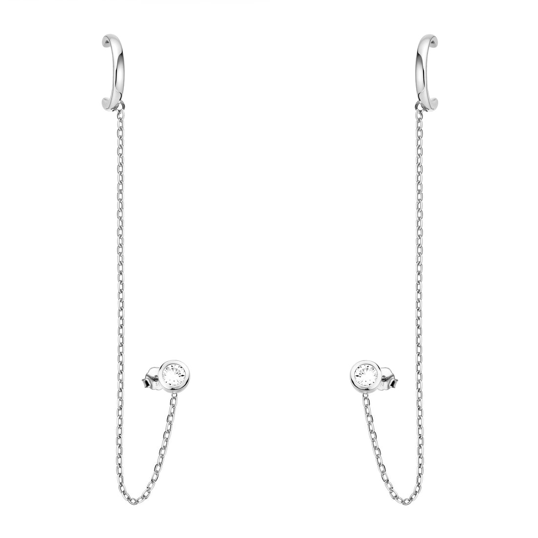 Haupt- und Seitenansicht von Ketten Ear Cuff in 925 Silber von Sofia Milani - E2599