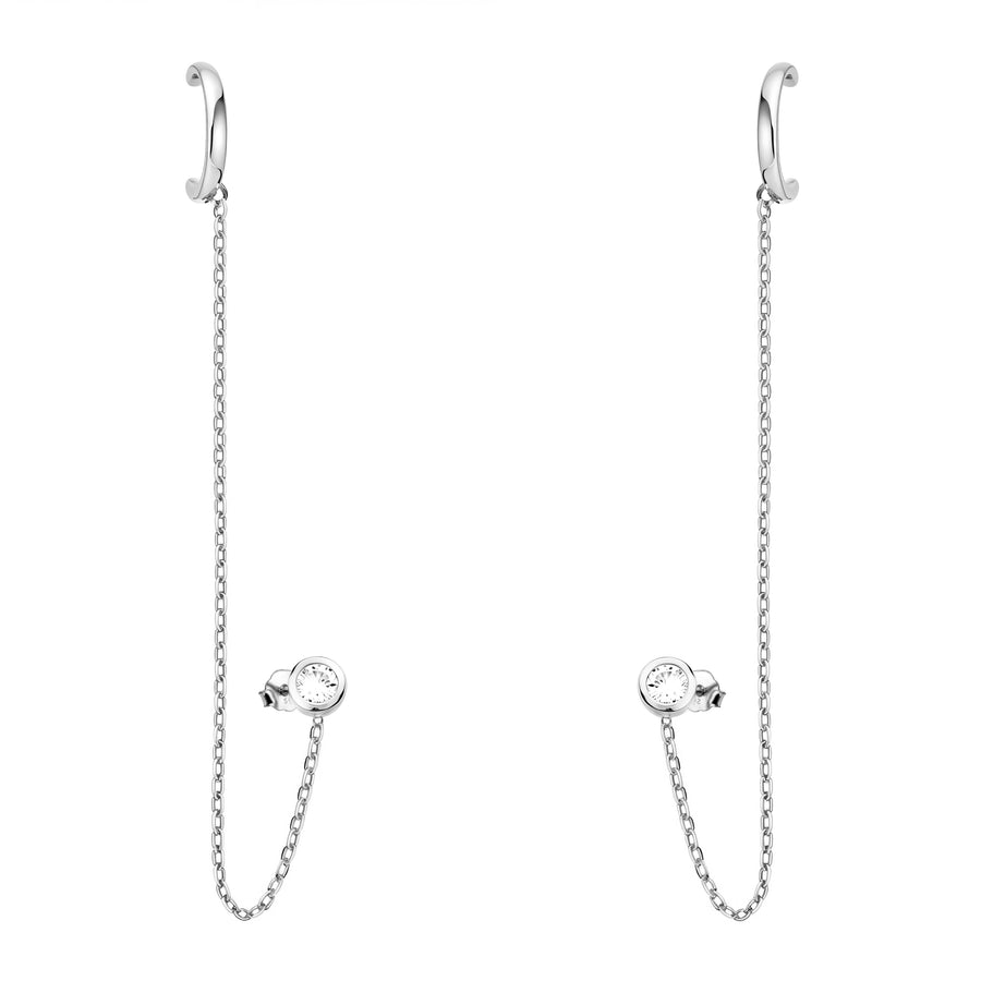 Haupt- und Seitenansicht von Ketten Ear Cuff in 925 Silber von Sofia Milani - E2599