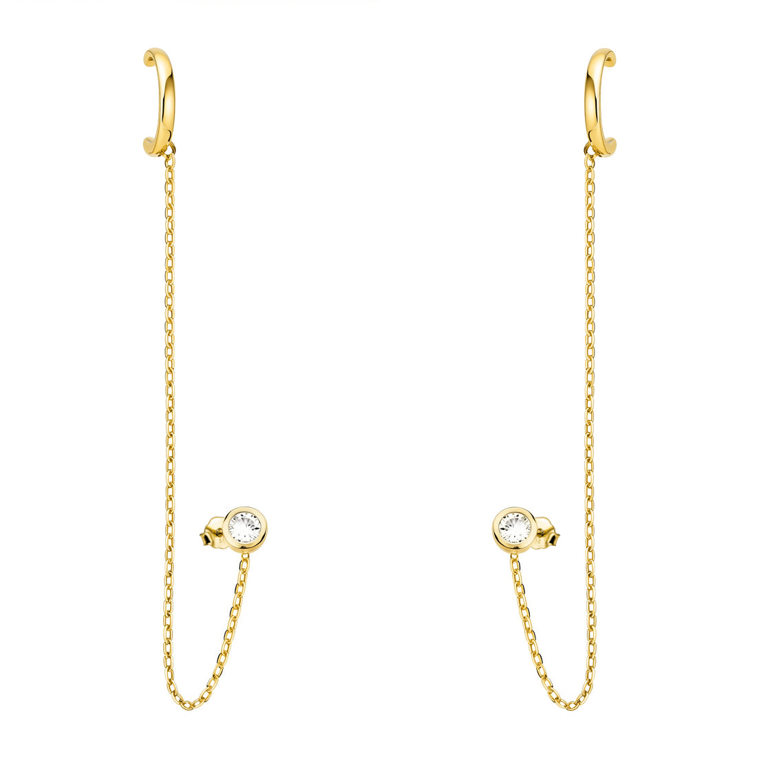 Haupt- und Seitenansicht von Ketten Ear Cuff in 925 Silber von Sofia Milani - E2600