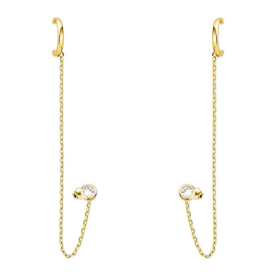 Haupt- und Seitenansicht von Ketten Ear Cuff in 925 Silber von Sofia Milani - E2600