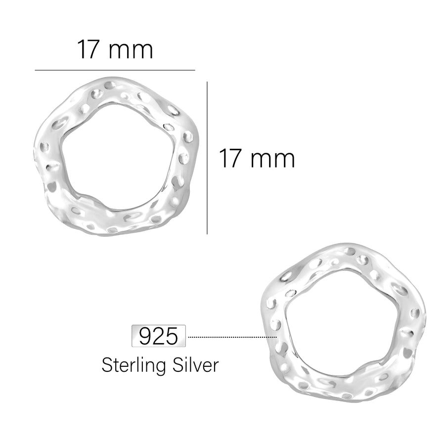 Maßenansicht von Kreis Ohrstecker in 925 Silber von Sofia Milani - E2605
