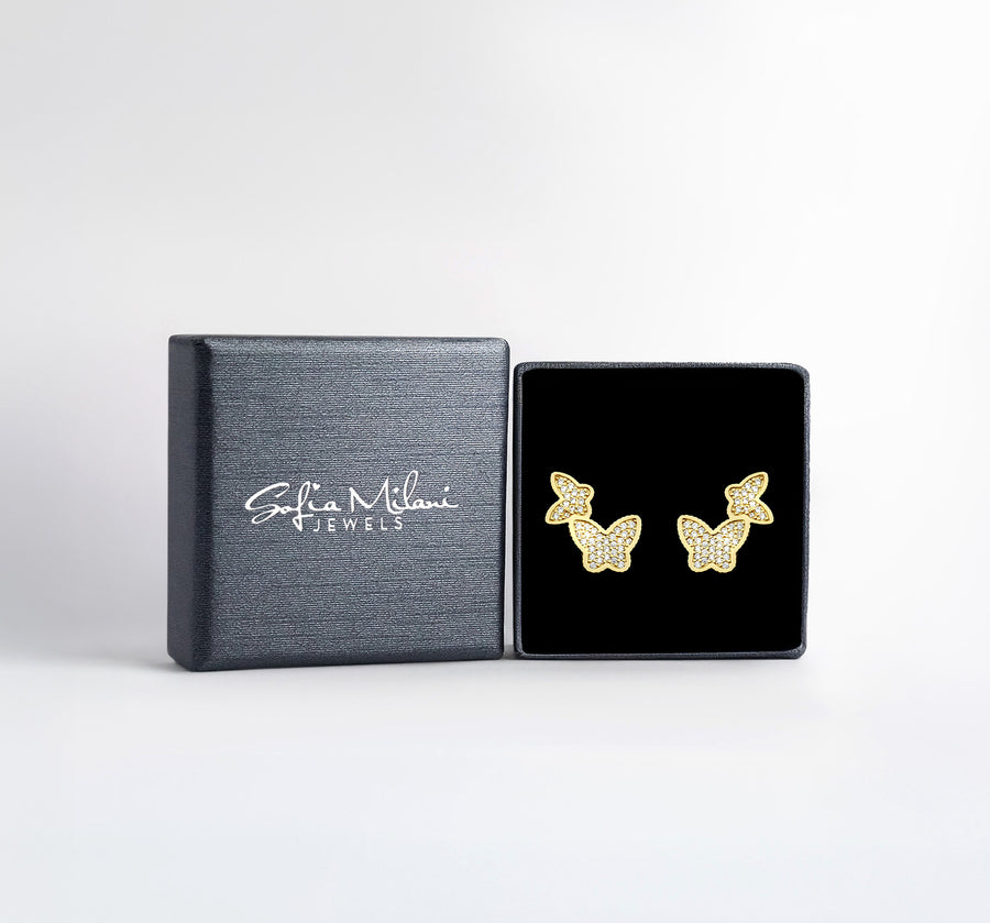 Boxansicht von Schmetterling Ohrstecker in 925 Silber von Sofia Milani - E2608